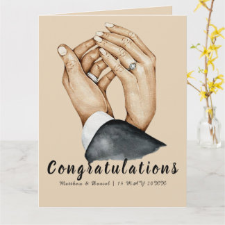 Artistic Couple Holding Hands, Newly Engaged Gift  Card