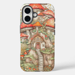 Artistic Creative Mushroom Dwelling Illustration iPhone 16 Case