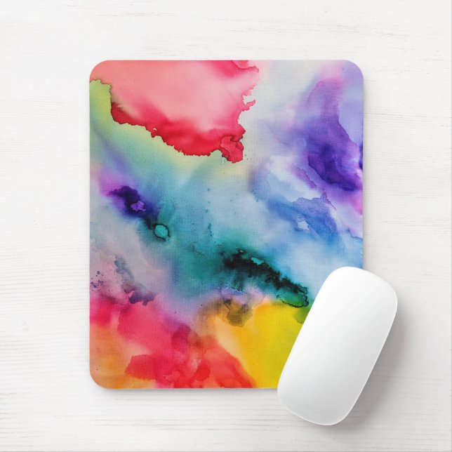 Artistic Creative Splashes of Watercolor Mouse Pad (With Mouse)