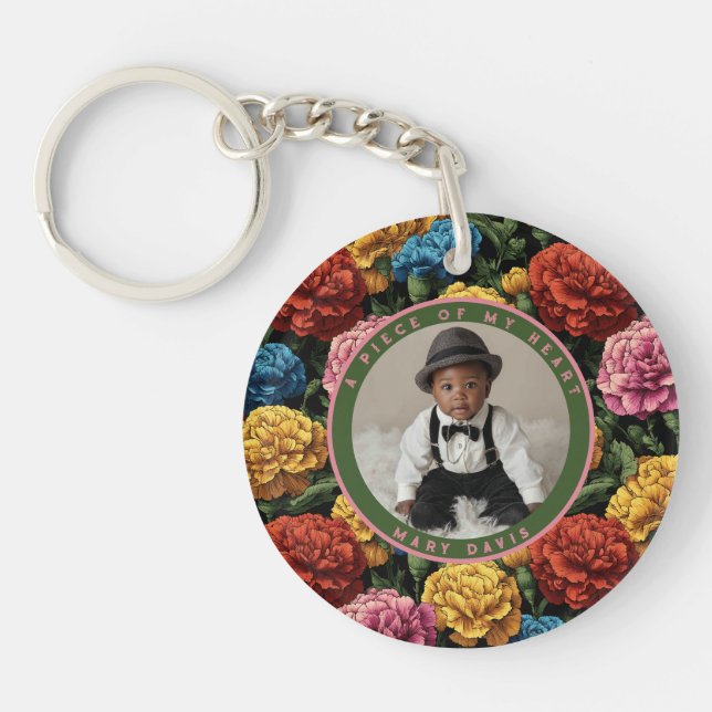 Artistic custom souvenir Carnation Photo Key Ring (Front)