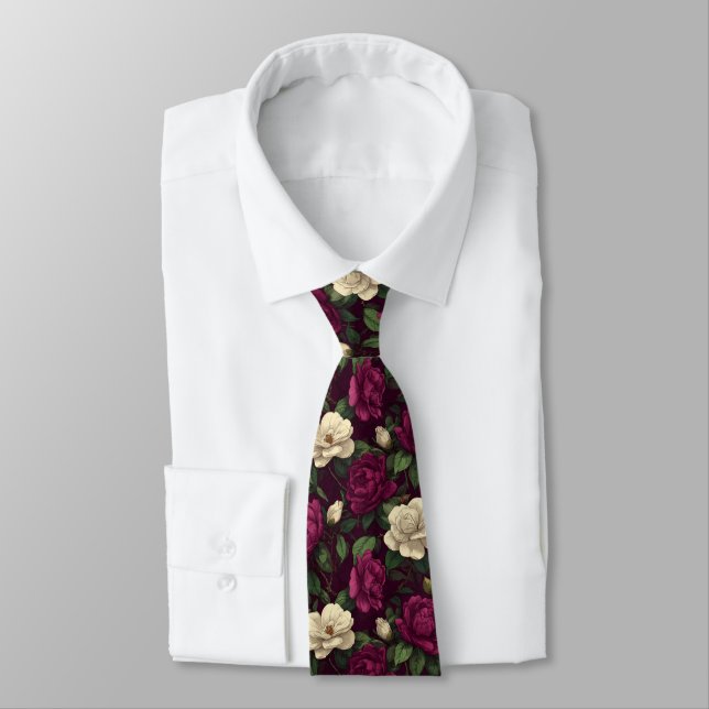 Artistic Dad Gifts Gardenias Floral Tie (Tied)
