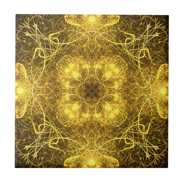 Artistic Decorative Gold Fractal Design_Tiles Ceramic Tile (Front)