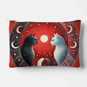 Artistic Depiction of Yin and Yang Cats Accessory Pouch