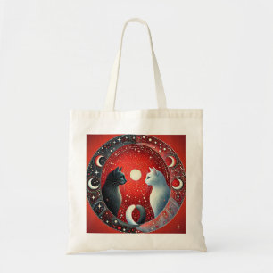 Artistic Depiction of Yin and Yang Cats Tote Bag