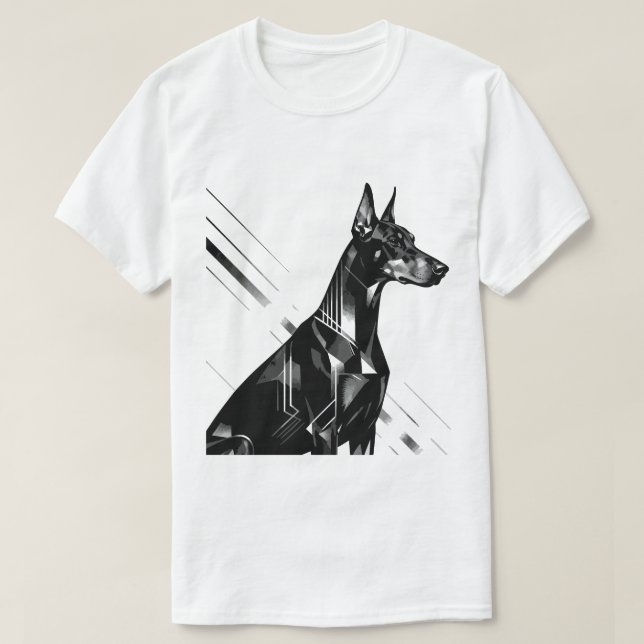 Artistic Doberman Pinscher & Watercolor German She T-Shirt (Design Front)