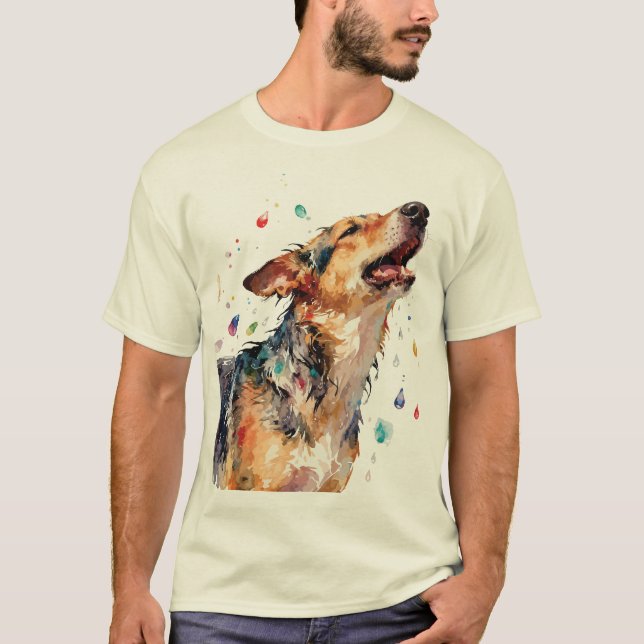 Artistic Doberman Pinscher & Watercolor German She T-Shirt (Front)