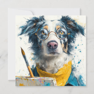 Artistic Dog Painter Portrait Holiday Card
