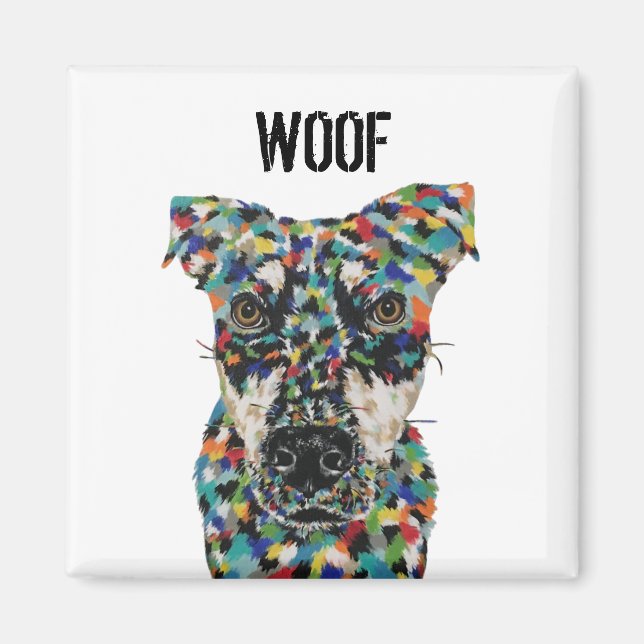 Artistic Dog Woof Magnet (Front)