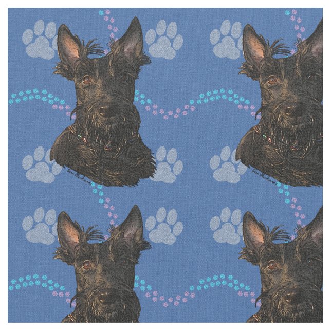 Artistic Dogs - Scottish Terrier v1 Fabric (Close Up)