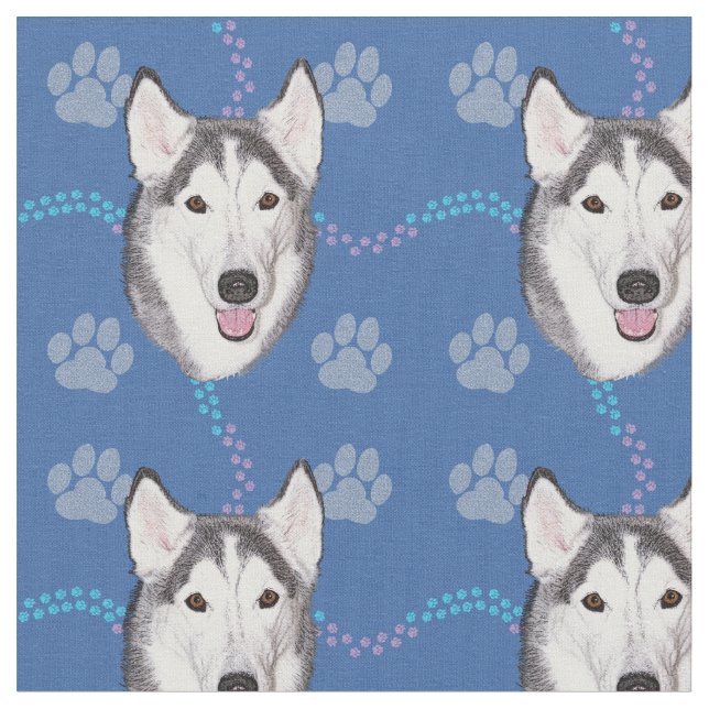 Artistic Dogs - Siberian Husky v1 Fabric (Close Up)
