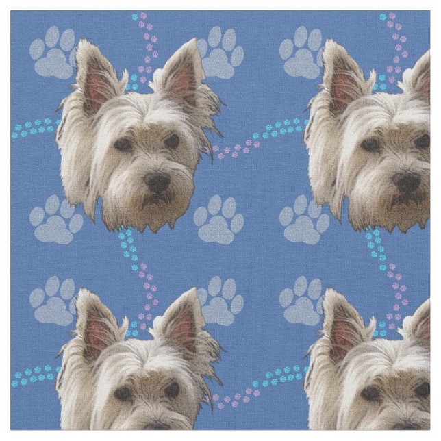 Artistic Dogs - West Highland White Terrier v1 Fabric (Close Up)