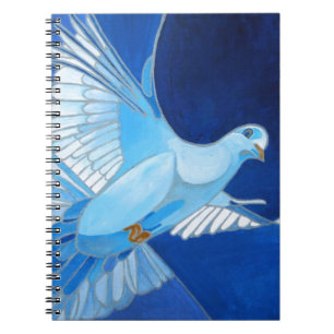 Artistic Dove Outline Art In Cerulean Blue Notebook