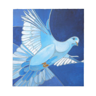 Artistic Dove Outline Art In Cerulean Blue Notepad