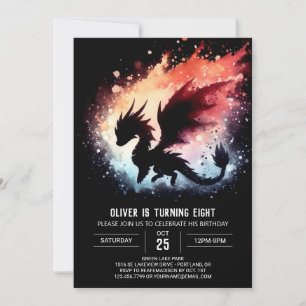 Artistic Dragon Birthday Custom Invitation
