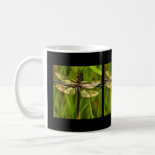 Artistic Dragonfly In Brown And Yellow On Green Coffee Mug