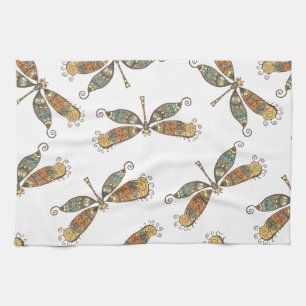 Artistic Dragonfly Pattern Tea Towel