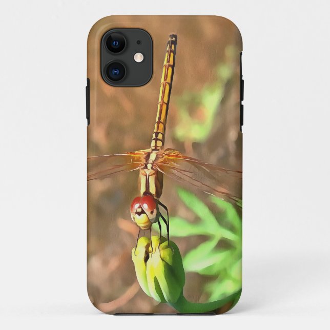 Artistic Dragonfly Resting On A Flower Head Case-Mate iPhone Case (Back)