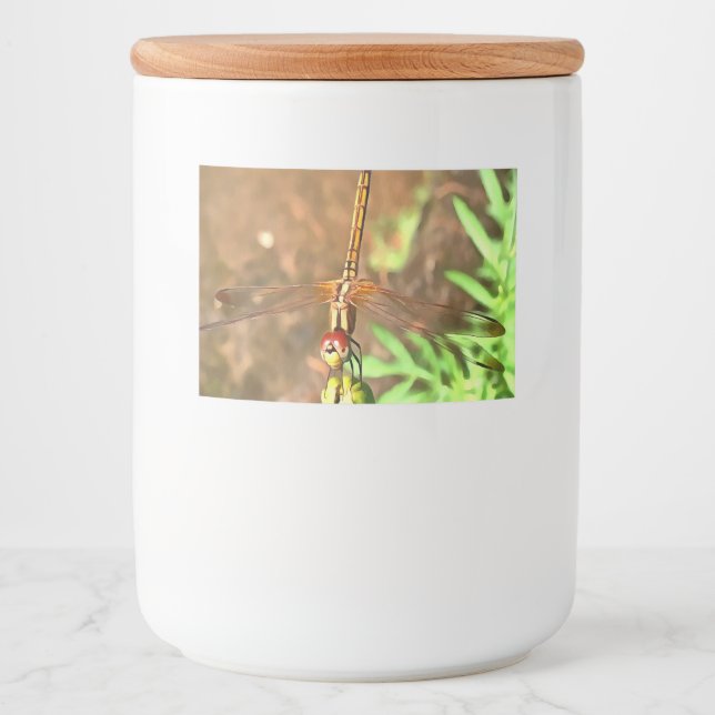 Artistic Dragonfly Resting On A Flower Head Food Label (Front)