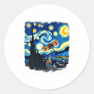 Artistic Dragonfly Shirt Starry Night Dragonfly Classic Round Sticker