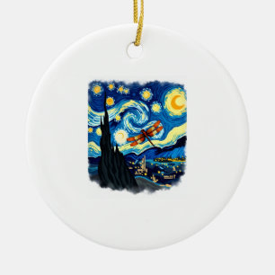 Artistic Dragonfly Shirt Van Gogh Starry Night Dra Ceramic Ornament