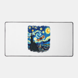 Artistic Dragonfly Shirt Van Gogh Starry Night Dra Desk Mat