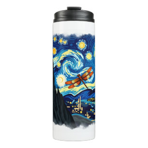 Artistic Dragonfly Shirt Van Gogh Starry Night Dra Thermal Tumbler