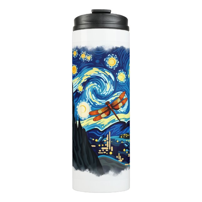 Artistic Dragonfly Shirt Van Gogh Starry Night Dra Thermal Tumbler (Front)
