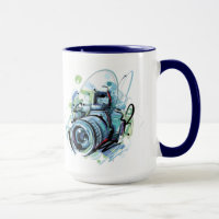 Artistic drawing show camera mug