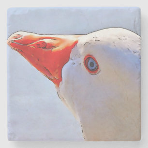 Artistic Duck Black Outline Art Tapestry Stone Coaster