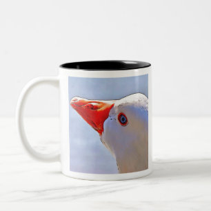 Artistic Duck Black Outline Art Tapestry Two-Tone Coffee Mug
