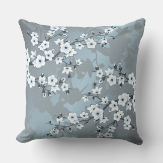 Artistic Dusty Blue Floral Cushion