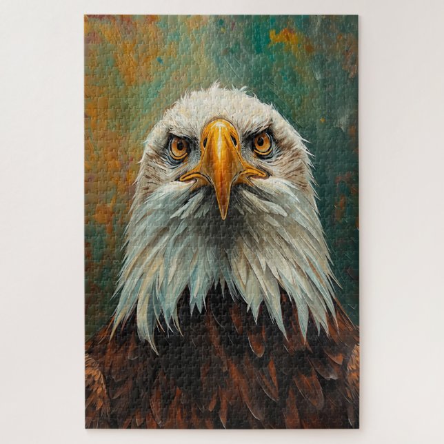 Artistic Eagle Portrait – Vibrant Oil Painting Jigsaw Puzzle (Vertical)