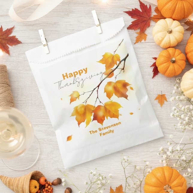 Artistic Elegant Fall Maple Leaves Thanksgiving Favour Bag (Creator Uploaded)