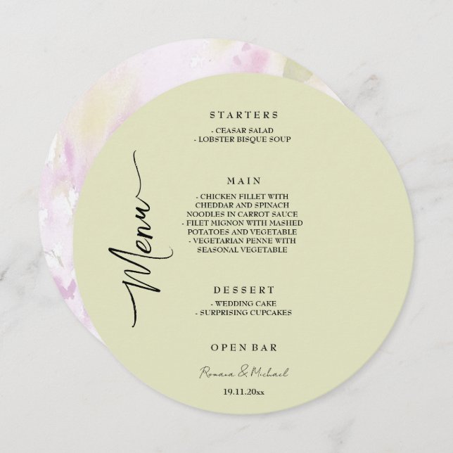 Artistic Elegant Floral Sage Green Garden Menu (Front/Back)