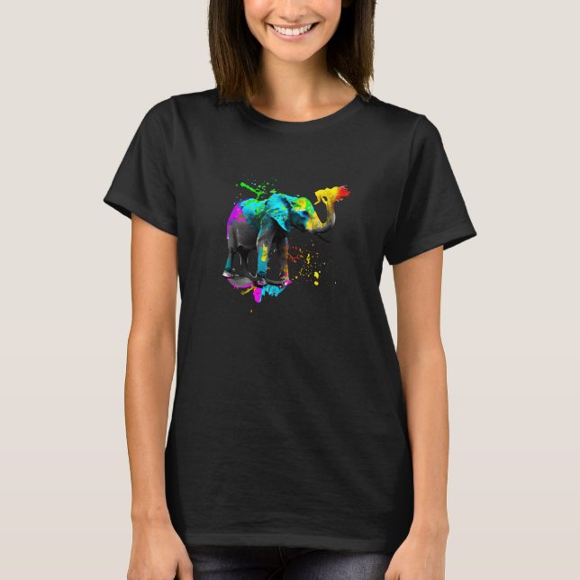 Artistic Elephant Paint Splash T-Shirt (Front)