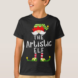 Artistic Elf Group Christmas Funny Pajama Party T-Shirt
