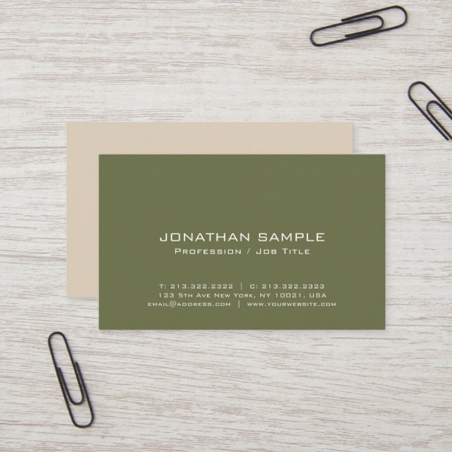 Artistic Elite Design Professional Modern Plain Business Card (Front/Back In Situ)
