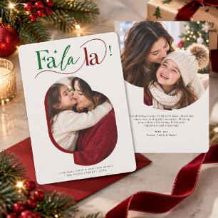Artistic Fa La La Modern Script Christmas 2 Photo  Holiday Card
