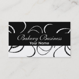Artistic fade black white damask bakery cards