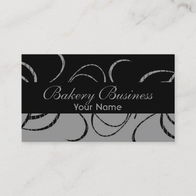 Artistic fade grey damask bakery cards (Front)