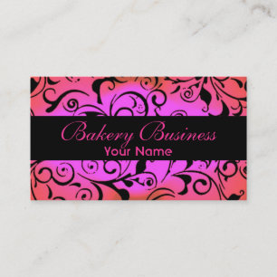 Artistic fade pink damask bakery cards