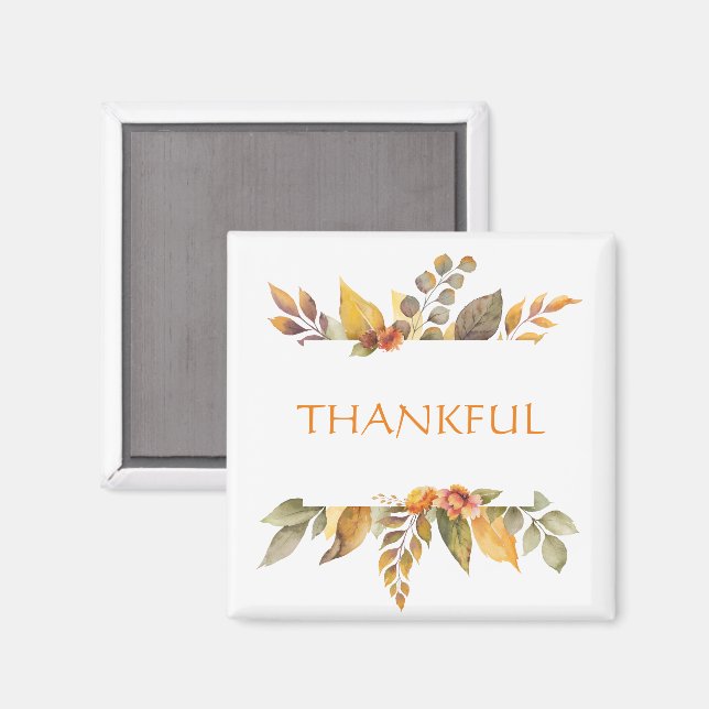 Artistic Fall Foliage THANKFUL Orange Magnet (Front/Back)