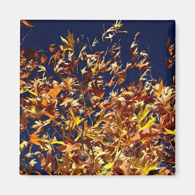 Artistic Fall Leaves Against Deep Blue Sky Magnet (Front)