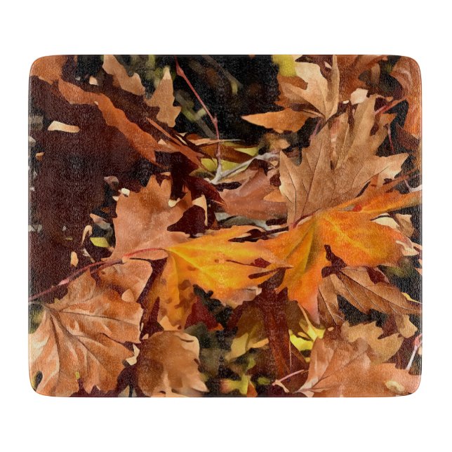 Artistic Fall Leaves In Autumn Sunshine Cutting Board (Front)