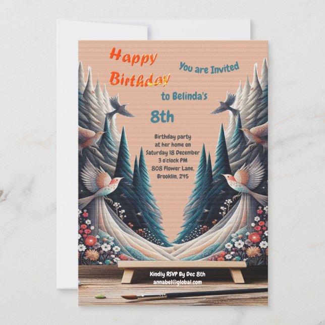 Artistic Fantasy, Bird Drawings in Colour Invitati Invitation (Front)