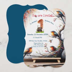 Artistic Fantasy, Bird Drawings in Colour Invitation