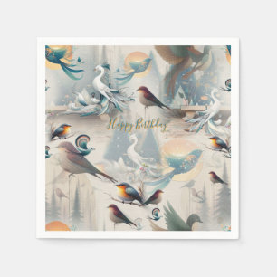 Artistic Fantasy, Bird Drawings in Colour Napkin