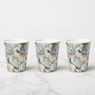 Artistic Fantasy, Bird Drawings in Colour Paper Cups