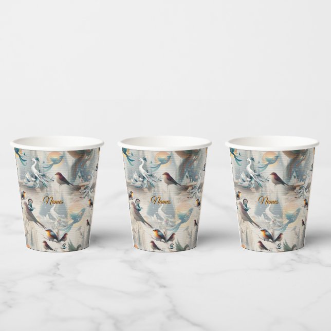 Artistic Fantasy, Bird Drawings in Colour Paper Cups (Multi)