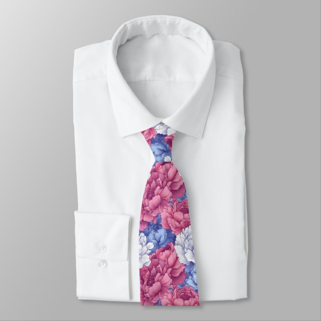 Artistic Fathers Day Peonies Tie (Tied)